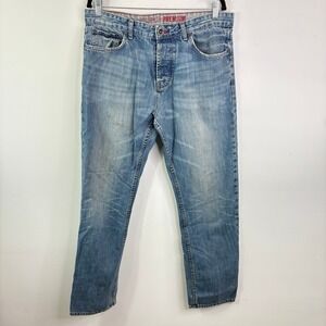 Men's Hilfiger‎ Premium Jeans Button Fly Light Wash Distressed Denim